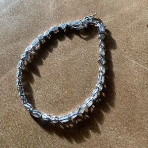 Sterling Silver Linked Tennis Bracelet - Silver